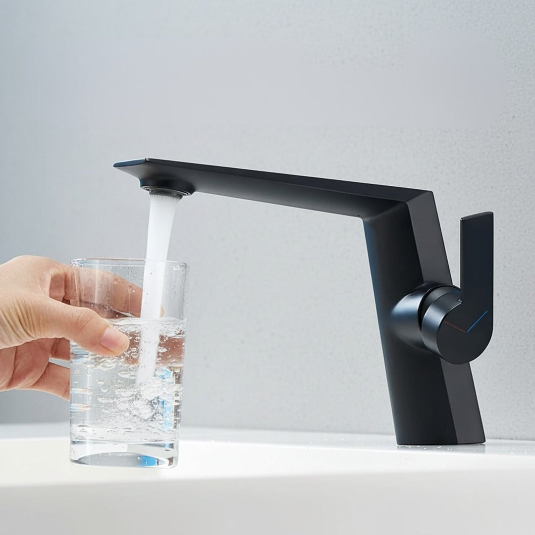 Gray Solid Brass Nordic Bathroom Faucet front view