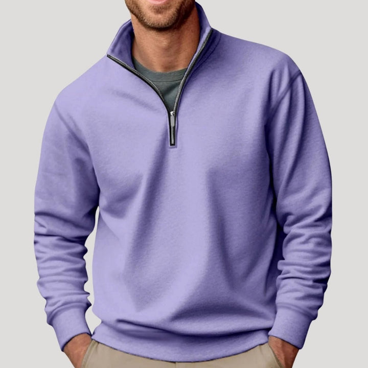 Purple Solid Quarter Zip Sweatshirt front view