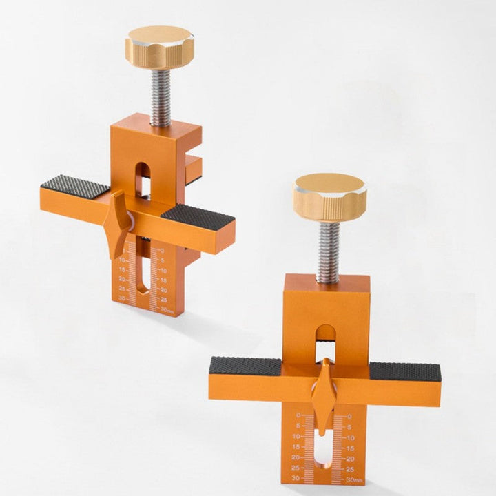 Aluminum Cabinet Door Jig clamped on cabinet door