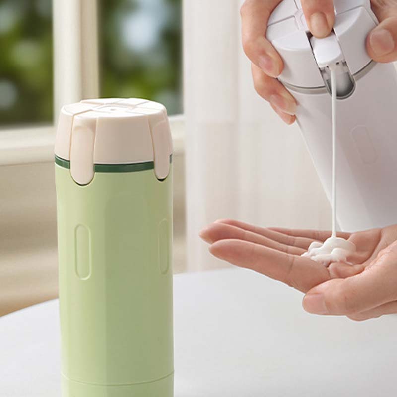 White Refillable Travel Dispenser Bottles front view