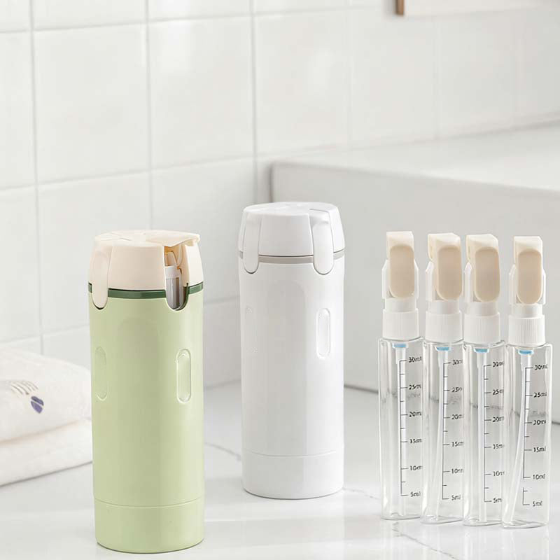 White Refillable Travel Dispenser Bottles cap detail