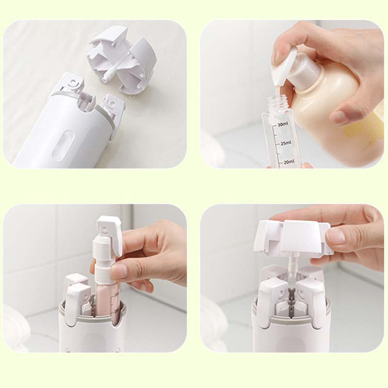 Refillable Travel Dispenser Bottles push-button dispensing detail