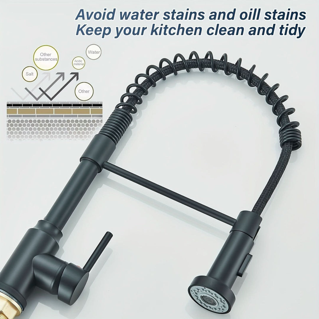 Matte Black Spring-Neck Pull-Down Kitchen Faucet stain-resistant coating detail