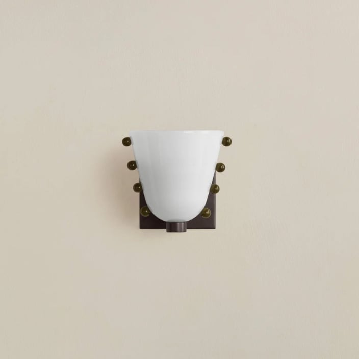 Opaline Ink Sprinkle Blackened Brass Wall Sconce front view