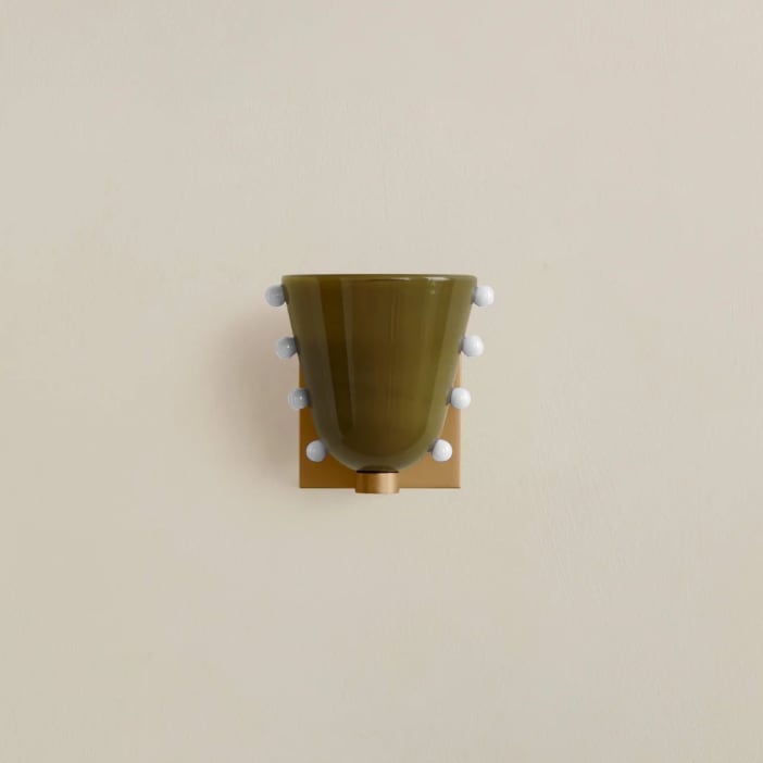 Pistachio Snow Sprinkle Brass Wall Sconce front view