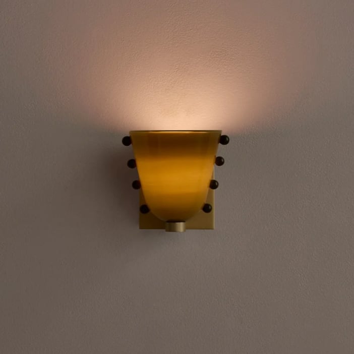 Pistachio Ink Sprinkle Brass Wall Sconce front view