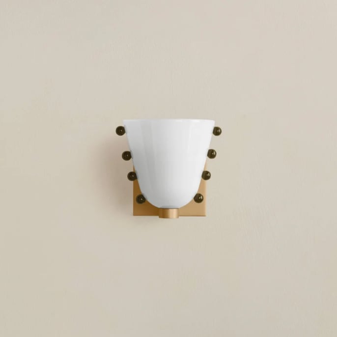 Opaline Ink Sprinkle Brass Wall Sconce front view