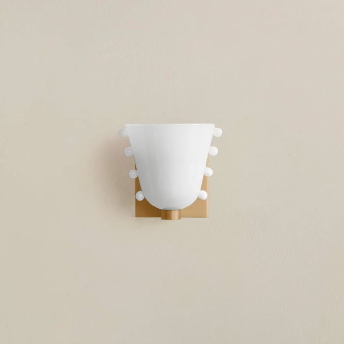 Opaline Snow Sprinkle Brass Wall Sconce front view