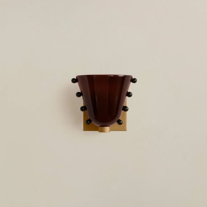 Coffee Ink Sprinkle Brass Wall Sconce front view