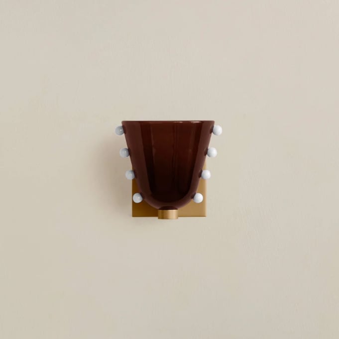 Coffee Snow Sprinkle Brass Wall Sconce angled view