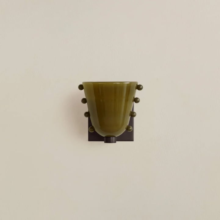 Pistachio Ink Sprinkle Blackened Brass Wall Sconce front view