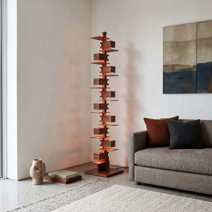 Stacked Wood Block Tower Lamp product shot