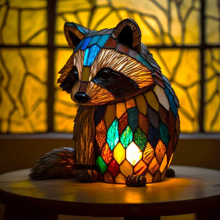 Stained Glass Style Animal Table Lamp on table