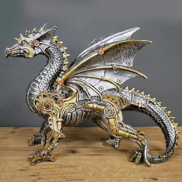 Steampunk Mechanical Animal Statue, Flying Dragon design