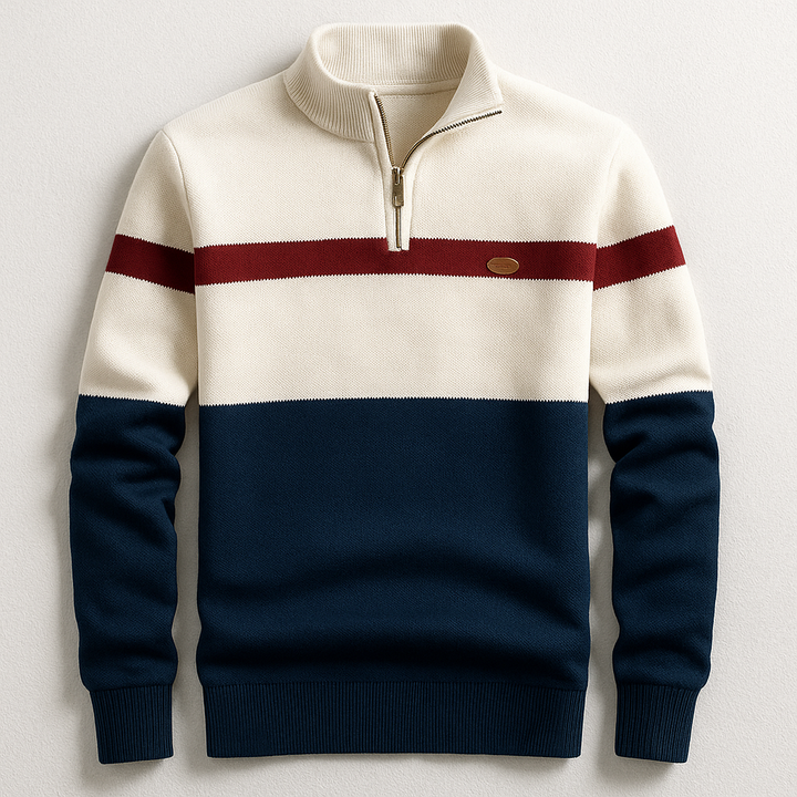 Multicolor A Stripe Quarter Zip Sweater front view