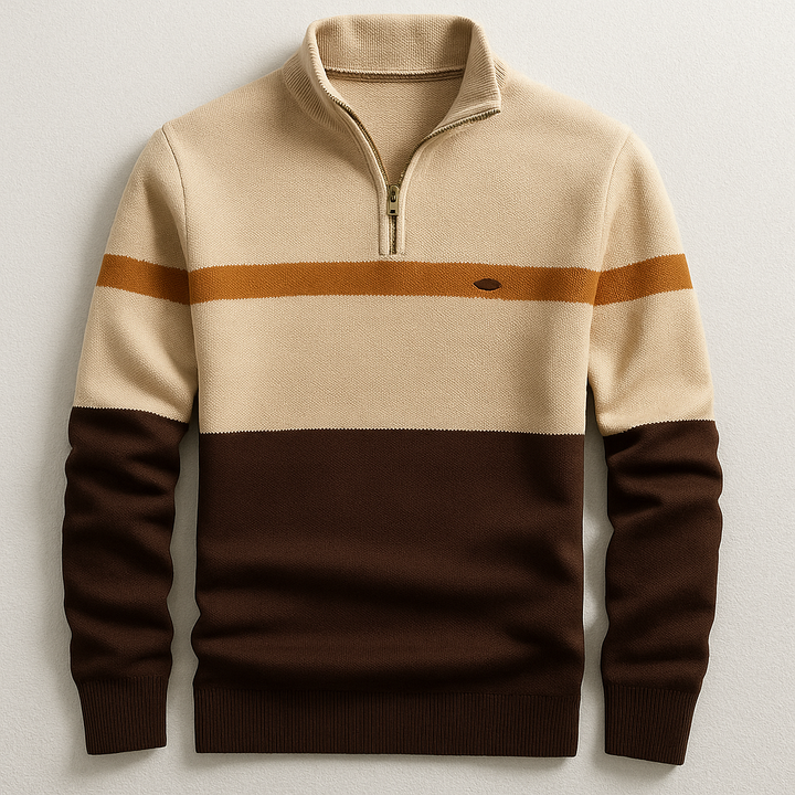 Multicolor C Stripe Quarter Zip Sweater front view