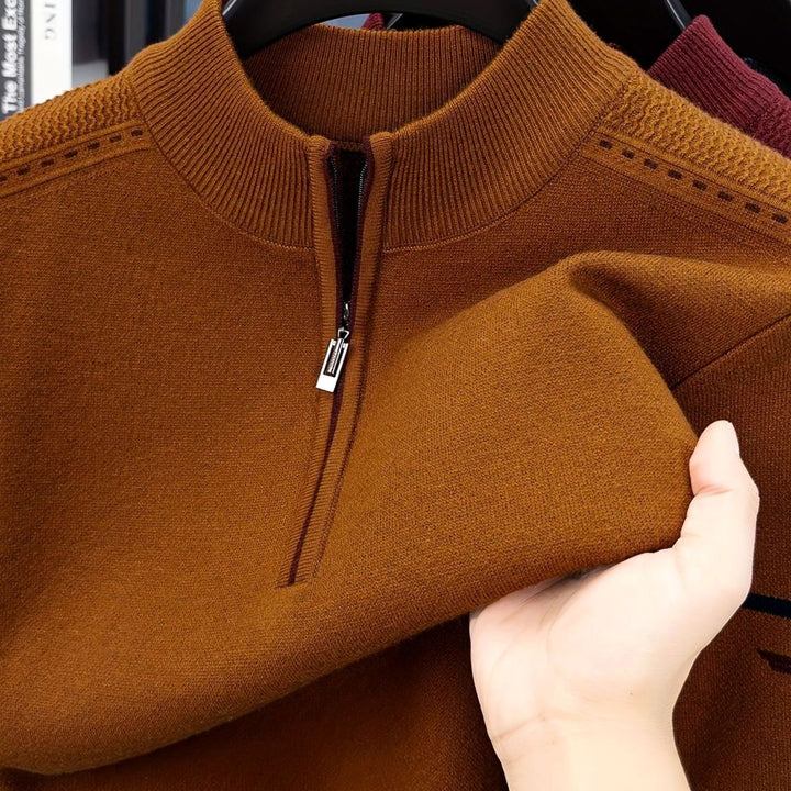 Stripe-Sleeve Knit Quarter-Zip Pullover alternate view 11