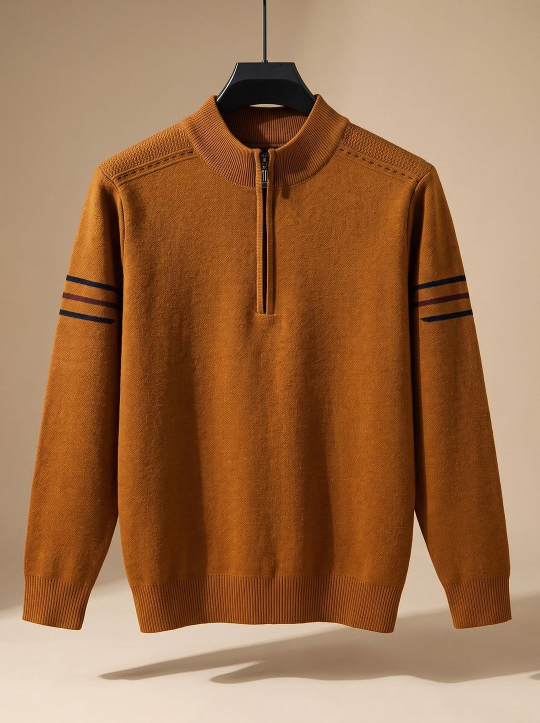Stripe-Sleeve Knit Quarter-Zip Pullover alternate view 13