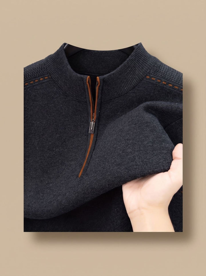Stripe-Sleeve Knit Quarter-Zip Pullover alternate view 14