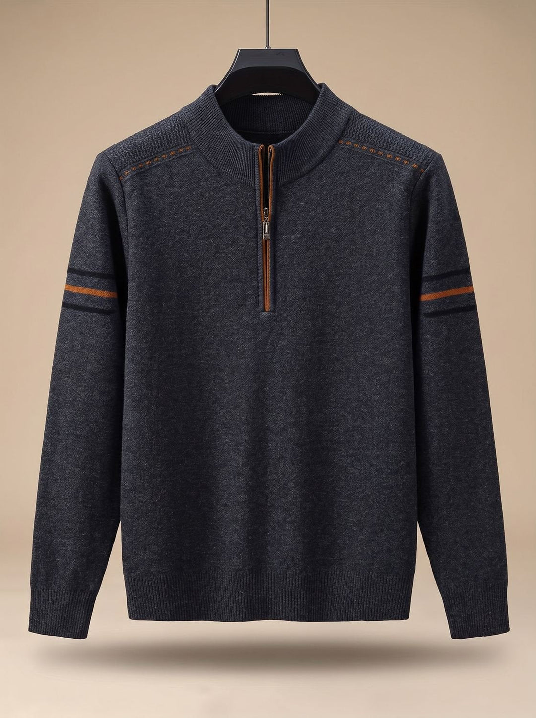 Stripe-Sleeve Knit Quarter-Zip Pullover alternate view 16