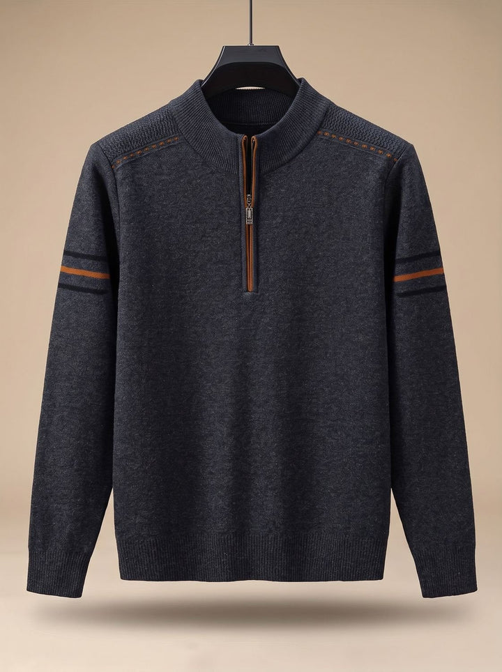 Stripe-Sleeve Knit Quarter-Zip Pullover alternate view 16