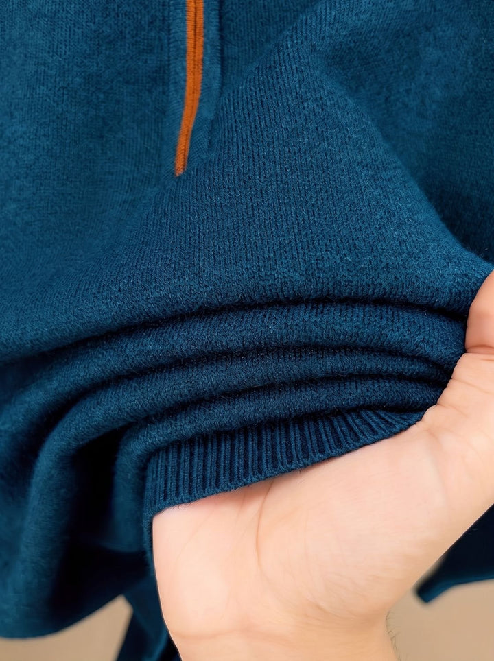 Stripe-Sleeve Knit Quarter-Zip Pullover alternate view 6
