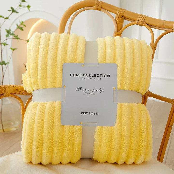 Yellow Striped Flannel Fleece Throw Blanket