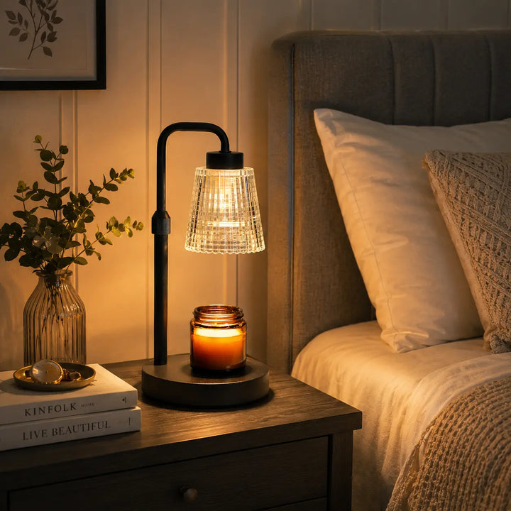 Striped Glass Candle Warmer Lamp