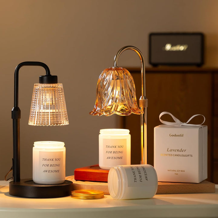 Striped Glass Candle Warmer Lamp