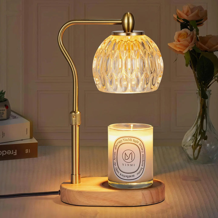 Striped Glass Candle Warmer Lamp front view