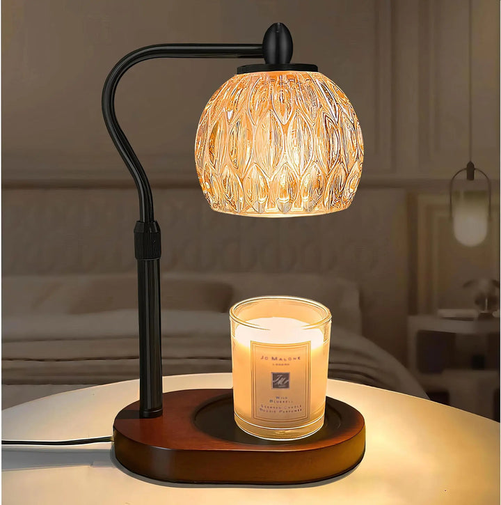 Striped Glass Candle Warmer Lamp lifestyle setting