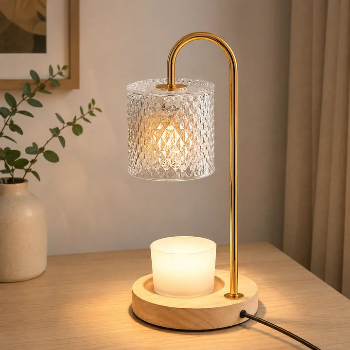 Striped Glass Candle Warmer Lamp glass shade detail