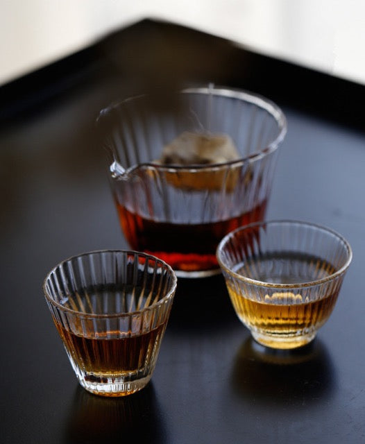 Striped Glass Tea Cup Set full set view