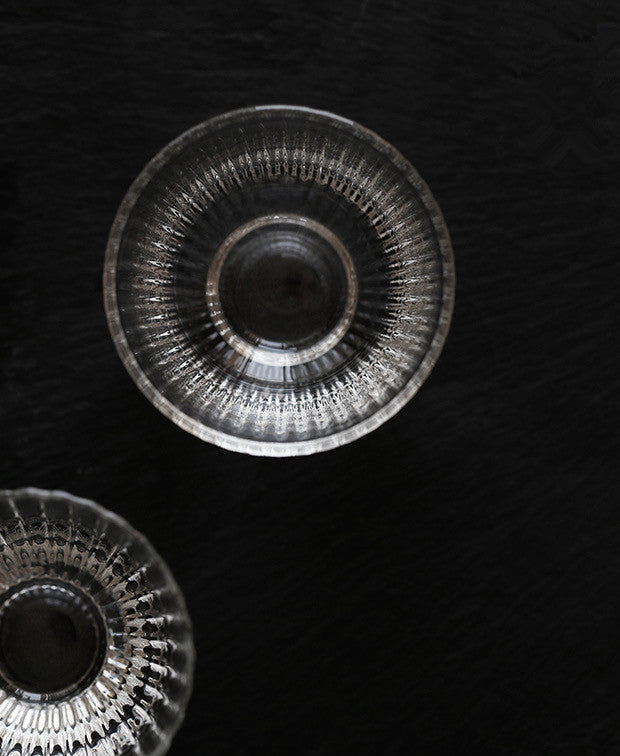 Striped Glass Tea Cup Set filled with tea lifestyle