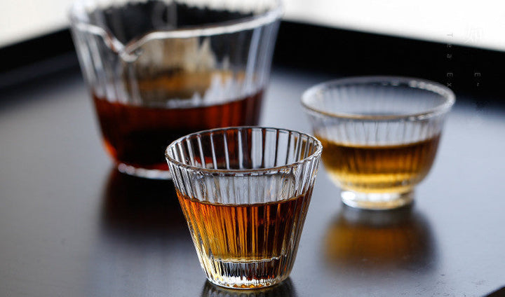 Striped Glass Tea Cup Set table setting lifestyle