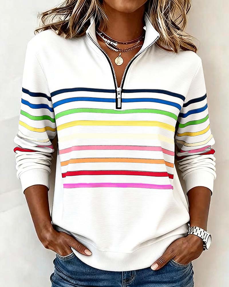 Striped Half-Zip Sweatshirt alternate view 6