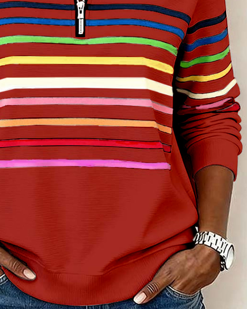 Striped Half-Zip Sweatshirt alternate view 9