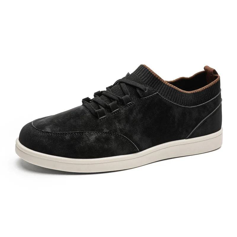 Black Suede Low-Top Sneakers side view