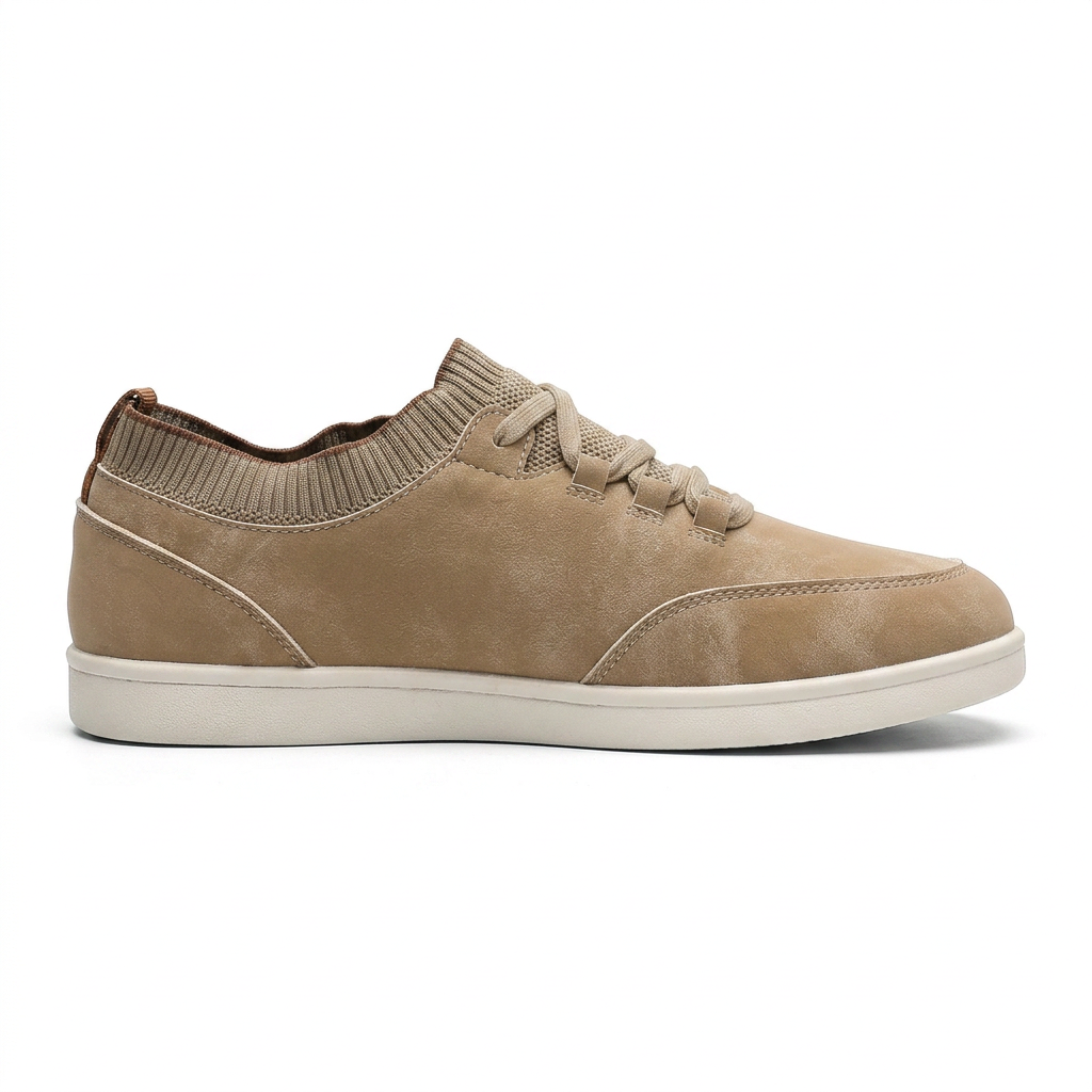 Khaki Suede Low-Top Sneakers side view
