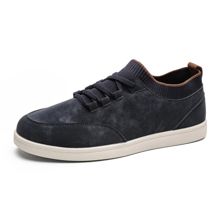 Navy Suede Low-Top Sneakers side view