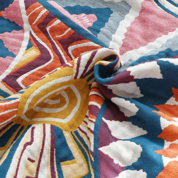 Sunburst Medallion Cotton Throw woven pattern detail