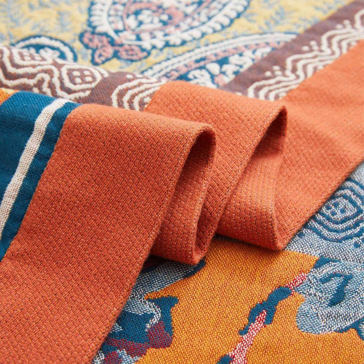 Sunburst Medallion Reversible Cotton Throw reverse face detail