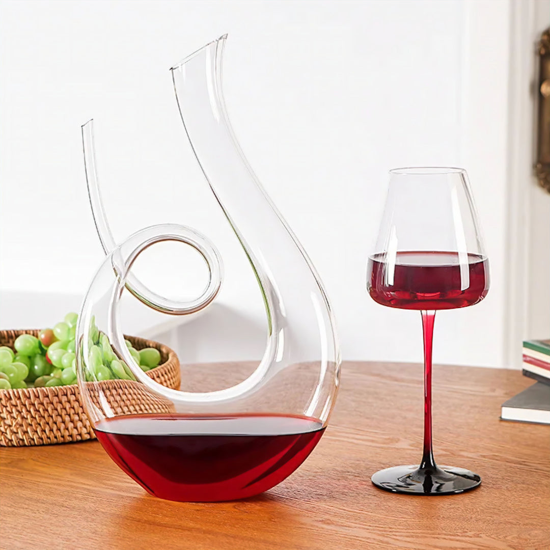 Swan-Shaped Glass Wine Decanter front view