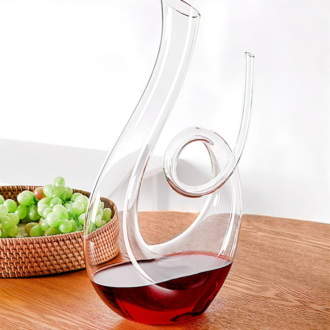 Swan-Shaped Glass Wine Decanter table lifestyle