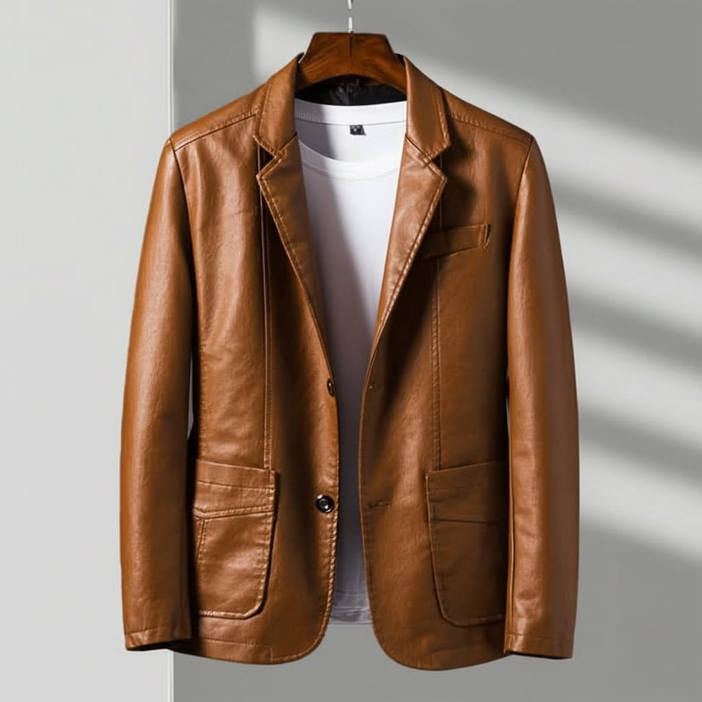 Leather Blazer Jacket front view