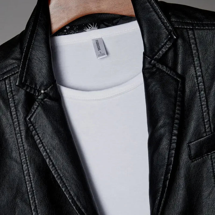Leather Blazer Jacket styled detail view