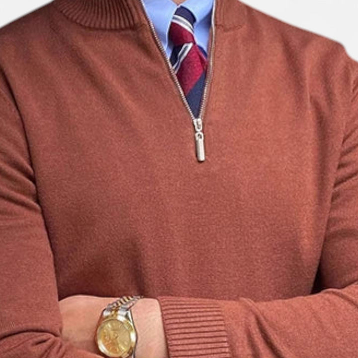 Tailored Textured-Knit Quarter-Zip Sweater alternate view 3