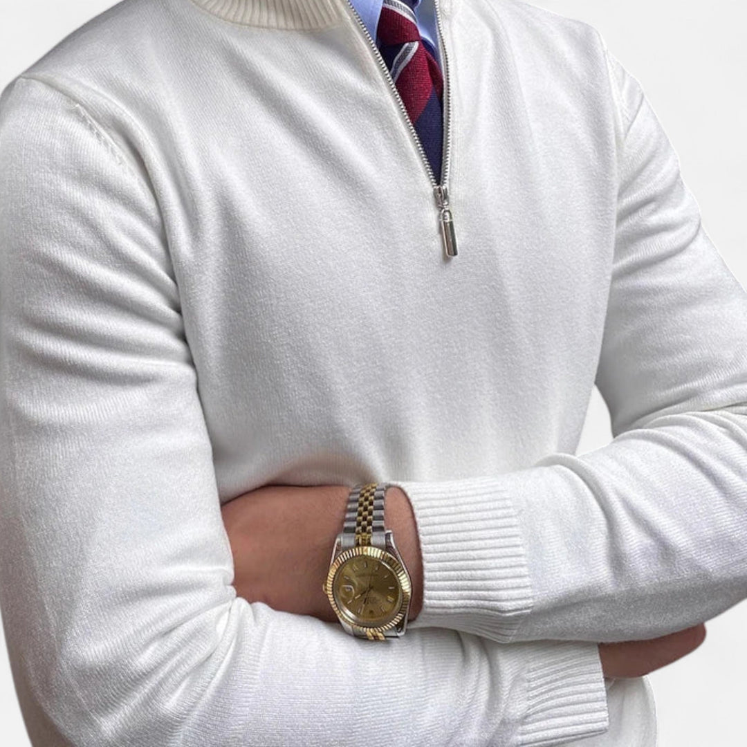 Tailored Textured-Knit Quarter-Zip Sweater alternate view 4