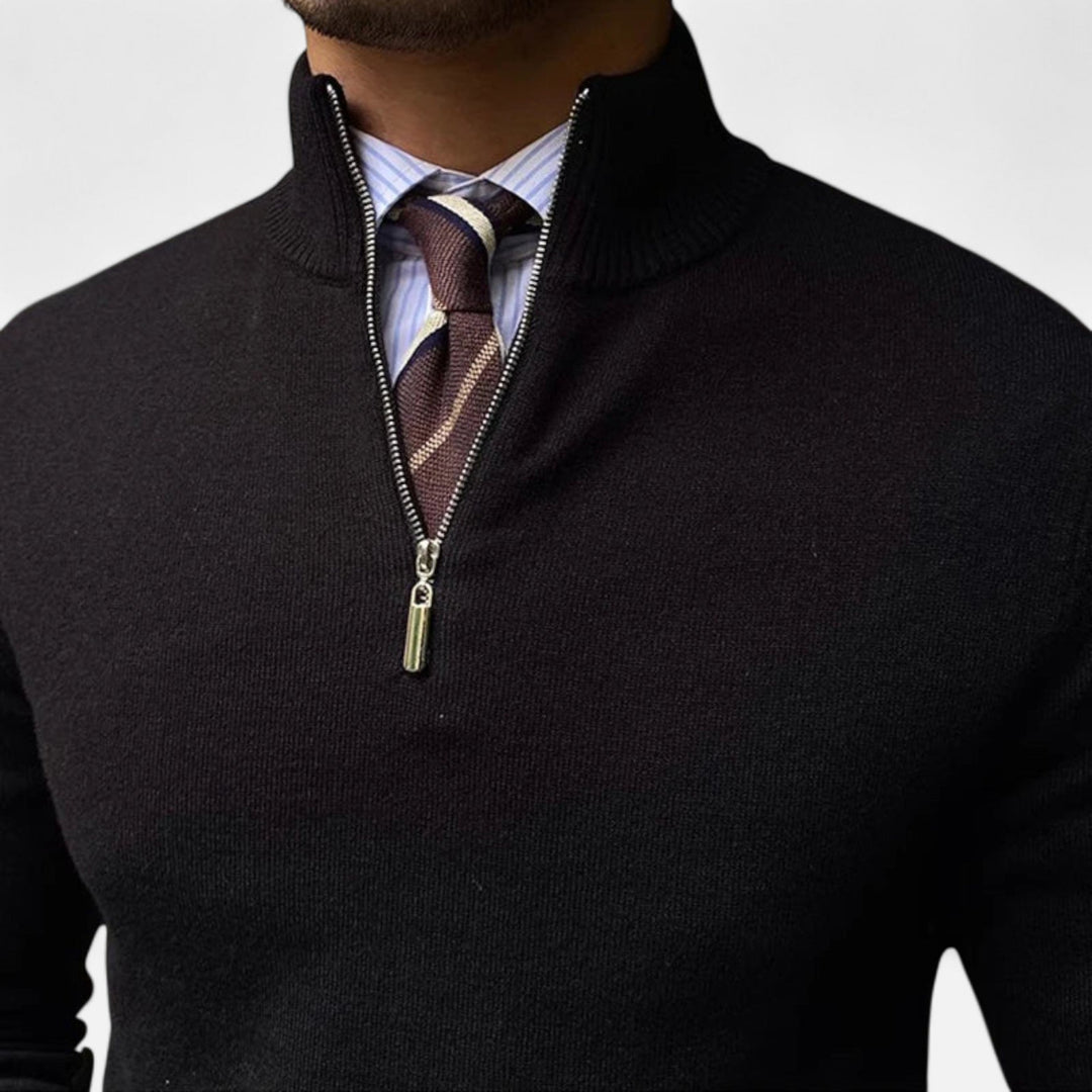 Tailored Textured-Knit Quarter-Zip Sweater alternate view 5