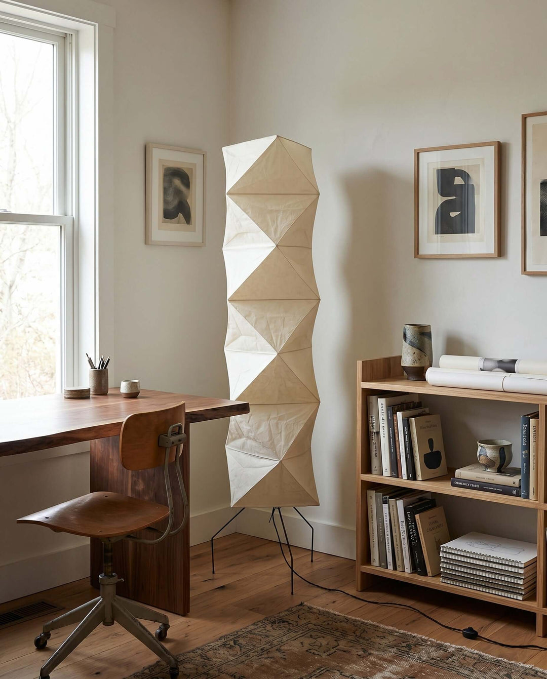 Tall Washi Paper Floor Lamp daylight office lifestyle